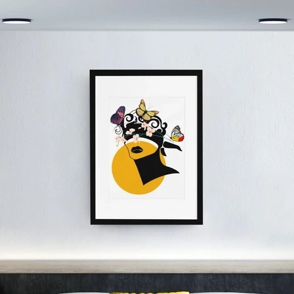 Modern Wall Art Print Butterfly Girl Unframed - Picture 8 of 12